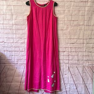 Bright pink linen blend vintage dress